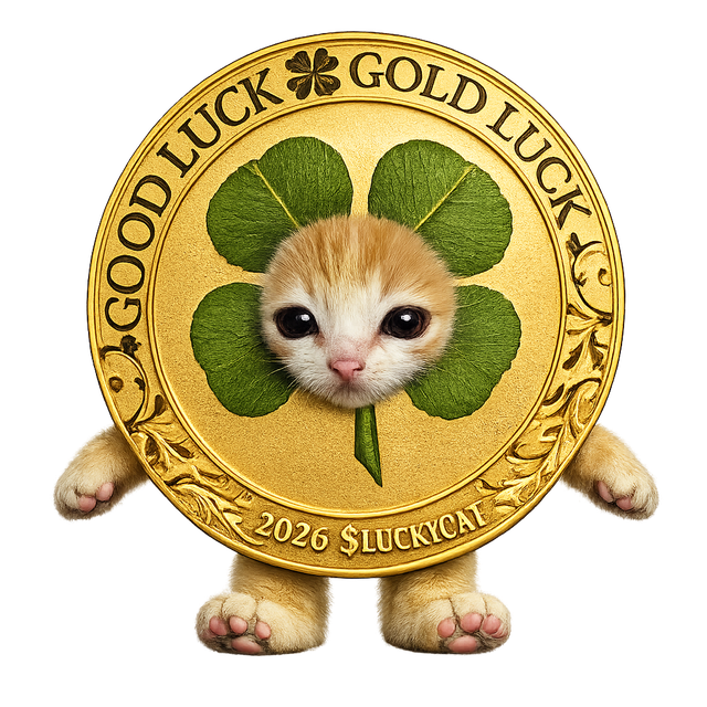 $LUCKYCAT mascot โ the good luck gold coin cat
